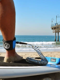 Poseidon SUP Leash - Coiled -Surf Discount Store Poseidon SUP Leash Coiled on ankle
